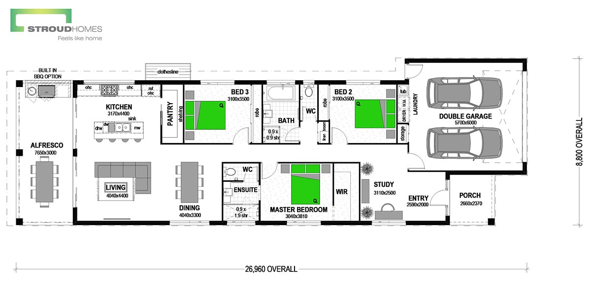 Alure 209 | Long Narrow House Plan NZ | Stroud Homes New Zealand