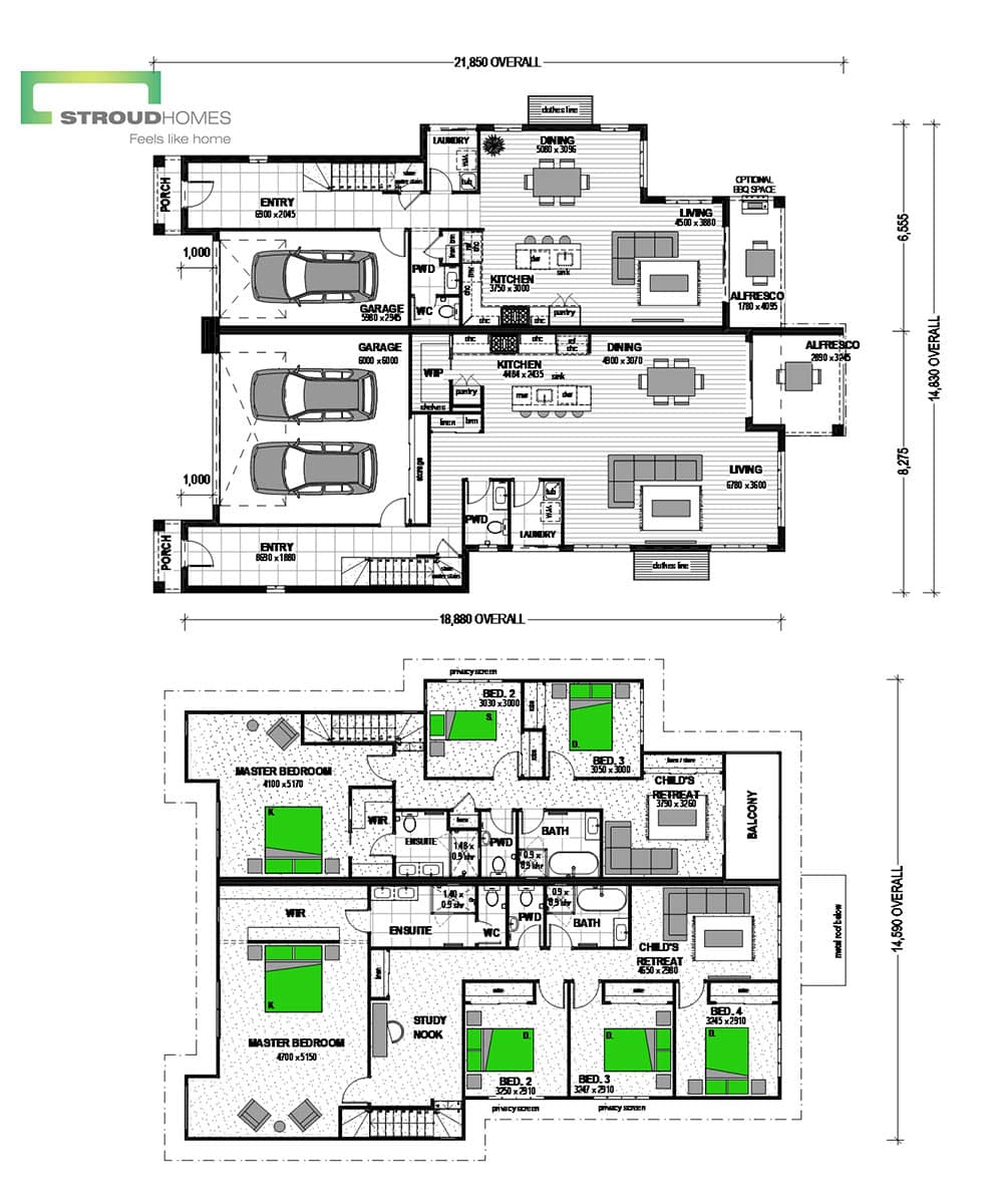 Carrington 491 Duplex Floor Plan