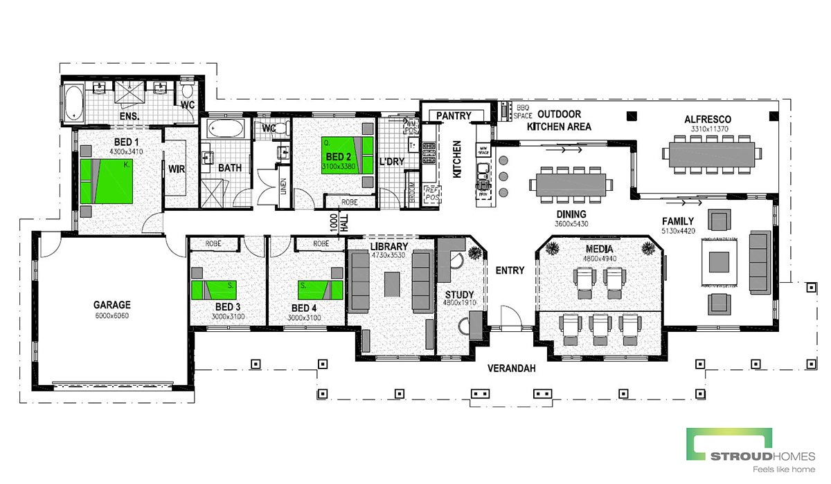 Pohutukawa 305 Colonial Floor Plan